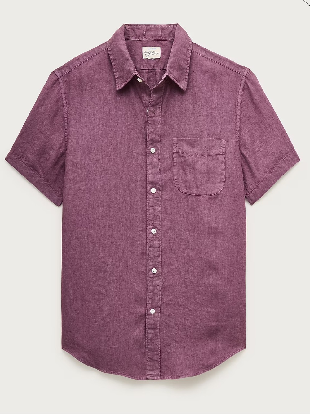 J crew pressed mulberry Short-sleeve washed linen shirt